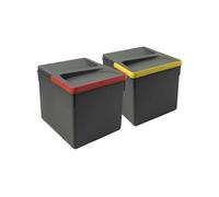 Emuca - Poubelles, Compartiments de Recyclage pour Base à Couper, Kit de 2 bacs Hauteur 216mm et capacité 12 litres
