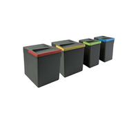 Emuca - Poubelles pour tiroir de cuisine Recycle, Hauteur 266, 2x15L + 2x7L, Plastique gris anthracite, Plastique