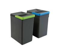 EMUCA 8937323 Poubelles, Compartiments de Recyclage pour Base à Couper, Kit de 2 bacs Hauteur 266mm et capacité 7 litres, Gris, H 266 mm (2 x 7 L)