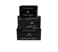 Bacs - URBAN LIVING - Lot de 3 caisses - Métal - Noir - Dimensions variées (S, M, L)