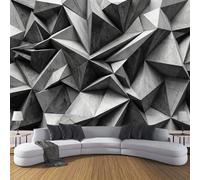 BACSEAZH Papier Peint Gris Panoramique Low-Poly Abstrait, Non-Tissé Géométrie Pliage Poster Tableaux Muraux Tapisserie Photo, pour salon Chambre Intérieure Murale décoration 350 x 256 cm