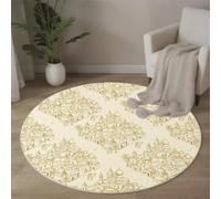 BACSEAZH Tapis Salon Rond Beige, Anti-Glissant Architecture De Style Rococo Carpette pour intérieur, Salon Anti Slip Château Chameau Tapis de Sol pour Chambre Cuisine Couloir Entrée 100cm