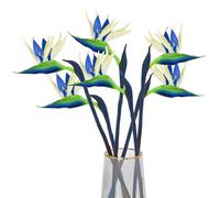 Bacucine Bird of Paradise Lot de 6 plantes artificielles Strelitzia en caoutchouc pour maison, jardin, bureau, décoration de fête de mariage (bleu)