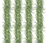 Bacucine Lot de 4 guirlandes d'eucalyptus artificielles à suspendre pour arche de mariage, décoration de table, 7,3 m