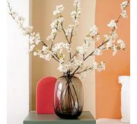 Bacucine Lot de 6 branches de cerisier artificielles en soie synthétique pour vase, mariage, décoration d'intérieur (blanc)