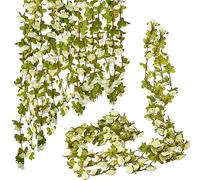 Bacucine Lot de 6 guirlandes de fleurs artificielles à suspendre pour chambre à coucher, mariage, maison, bureau, mur, jardin, artisanat (blanc)