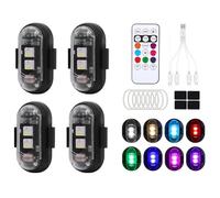 Bacxzomx 4 Pièces Lumières Stroboscopiques pour Drone, 8 Couleurs LED Strobe Drone Light Étanche sans Fil avec Télécommande pour Motos Dirt Bikes Vélos électriques RC Cars