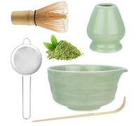 Bacxzomx 5 Pièces Matcha Kit, Ensemble à Matcha avec Cuillere Matcha, Fouet a Matcha, Support de Fouet à Matcha, Tamis à Matcha, C'est un Cadeau pour Amateurs de Matcha (B)