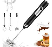 Bacxzomx Mousseurs à lait à main Électrique, Mousseur à Lait USB Rechargeable, Mini Batteur avec 3 Fouets, Réglable en 3 Vitesses, pour Latte, Cappuccino, Café, œuf