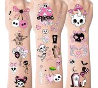 Bad 2 Tatouages temporaires en forme d'os de crâne - Plus de 300 autocollants de fête Bad 2 Bone pour enfants, filles, décorations de 2ème anniversaire, autocollants de tatouage motif tête de mort