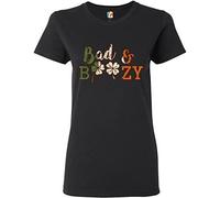 Bad & Boozy Yellow Mens Women T Shirt 100% Cotton St. Patrick's Day Shamrock Clover Drinking Women's Tee Manches Courtes(Large)