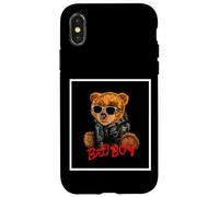 Bad Boy Funny Teddy Bear Illustration Graphic Design Style Coque pour iPhone X/XS