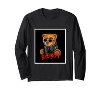 Bad Boy Funny Teddy Bear Illustration Graphic Design Style Manche Longue