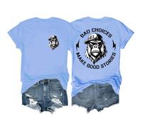Bad Choices Make Good Stories T-shirt humoristique singe graphique pour homme et femme, Bleu (Carolina blue), XL