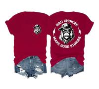 Bad Choices Make Good Stories T-shirt humoristique singe graphique pour homme et femme, bordeaux, 3XL