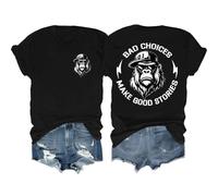 Bad Choices Make Good Stories T-shirt humoristique singe graphique pour homme et femme, Noir , M