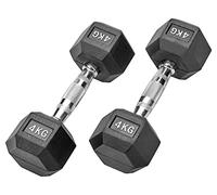 Bad Company Haltères hexagonales en caoutchouc noir - Haltères courtes caoutchoutées pour aérobic, gymnastique et fitness