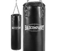 Bad Company Sac de Boxe avec chaîne en Acier à 4 Points I Vinyl Punching Bag, rempli/Non rempli I 80/100/120/150/180 x 35 cm - Noir