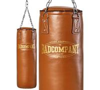 Bad Company Sac de boxe rétro avec chaîne en acier à quatre points robuste I En cuir synthétique I Rempli/non rempli I 80/100/120/150/180 x 35 cm - Marron