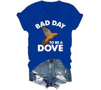 Bad Day to Be A Dove T-shirt à col en V pour la saison de la chasse, bleu marine, L