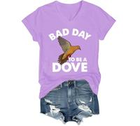 Bad Day to Be A Dove T-shirt à col en V pour la saison de la chasse, violet clair, L
