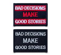 Bad Decisions Make Good Stories Lot de 2 patchs de motivation en nylon avec inscription « Make Good Stories » - Écusson tactique amusant pour vêtements, chapeau, veste, sacs à dos, gilet, jean
