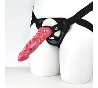 Bad Dragon - Dragon Yale Monster Godemichet Strap-on Godemichet anal réaliste en silicone avec ventouse Sextoy Unisexe vaginal et anal Godemichet avec harnais, pantalon en silicone (Hellfire, noir)