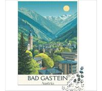 Bad Gastein Austria Puzzles 1000 pièces pour Adultes | puzzle avec un design de carte ancienne pour les fans d'histoire une image du monde d'autrefois à compléter à la maison