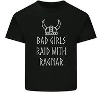 Bad Girls Raid with Ragnar Vikings Valhalla Mens Cotton T-Shirt Tee Top Black Manches Courtes(XX-Large)