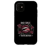 Bad Girls Taste Better Vampire Lips Gothic Floral Coque pour iPhone 11