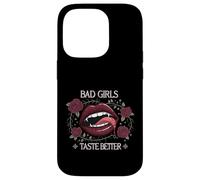 Bad Girls Taste Better Vampire Lips Gothic Floral Coque pour iPhone 14 Pro