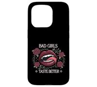 Bad Girls Taste Better Vampire Lips Gothic Floral Coque pour iPhone 15 Pro