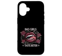 Bad Girls Taste Better Vampire Lips Gothic Floral Coque pour iPhone 16
