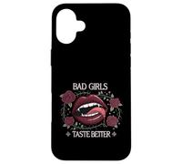 Bad Girls Taste Better Vampire Lips Gothic Floral Coque pour iPhone 16 Plus
