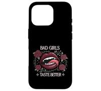 Bad Girls Taste Better Vampire Lips Gothic Floral Coque pour iPhone 16 Pro