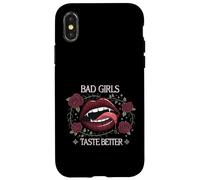 Bad Girls Taste Better Vampire Lips Gothic Floral Coque pour iPhone X/XS