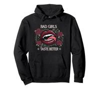 Bad Girls Taste Better Vampire Lips Gothic Floral Sweat à Capuche