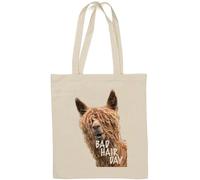 Bad Hair Day Lama Sac fourre-tout en coton naturel Blanc