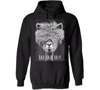 Bad Hair Day Llama Lama Hipster Funny Men Women Unisex Top Hoodie Sweatshirt Black Size L
