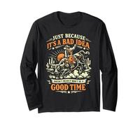 Bad Idea Good Time Vintage Rodéo Cowboy Bull Rider Manche Longue