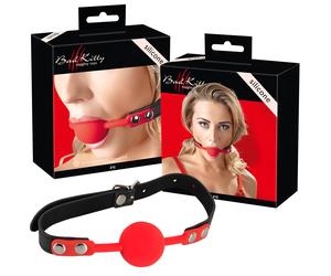 Bad Kitty - bâillon boule silicone - sangle simili cuir rouge