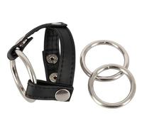 Bad Kitty - cockring et anneau testicules - cuir noir