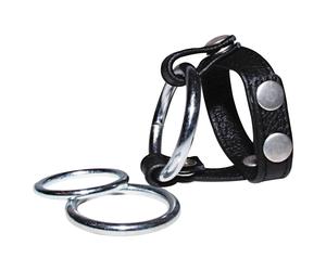 Bad Kitty - cockring et anneau testicules - cuir noir