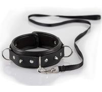 Bad Kitty Collier Imitation Cuir avec Laisse, Noir Noir