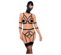 Bad Kitty - Ensemble harnais et masque (noir) - M