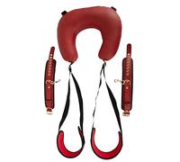 Bad Kitty Neck Cushion Thigh Restraint Deluxe - Coussin de nuque avec sangles de cuisse et menottes amovibles - Rembourrage doux - Imitation cuir synthétique noir/rouge - Jeux de position BDSM