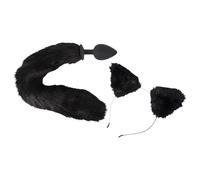 Bad Kitty - Kit plug anal Queue féline et serre-tête oreilles de chat - Silicone Noir