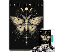 Bad Omens Moth and Moon Phases Puzzle pour Adultes | Puzzle adulte - indices de couleur et de forme pour organiser le montage en intérieur.