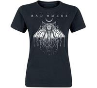 Bad Omens Moth Femme T-Shirt Manches Courtes Noir 100% Coton Regular/Coupe Standard