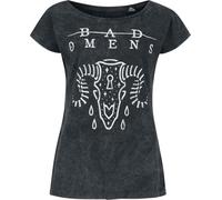 Bad Omens Ram Skull Femme T-Shirt Manches Courtes Noir 100% Coton Large